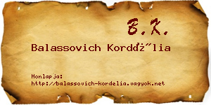 Balassovich Kordélia névjegykártya